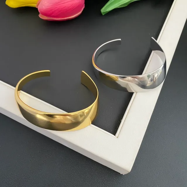 Gold and Silver Open Cuff Minimalist Bracelets