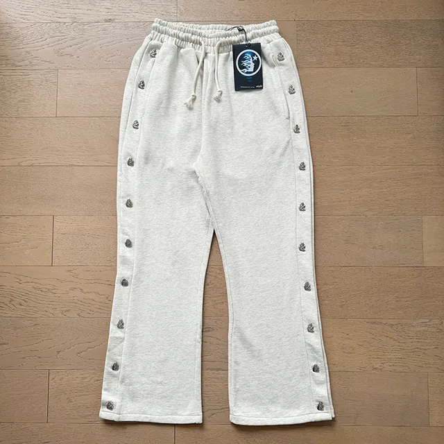 Gray Silver Heather Fleece Side-Row Metallic Embellishments Sweatpant