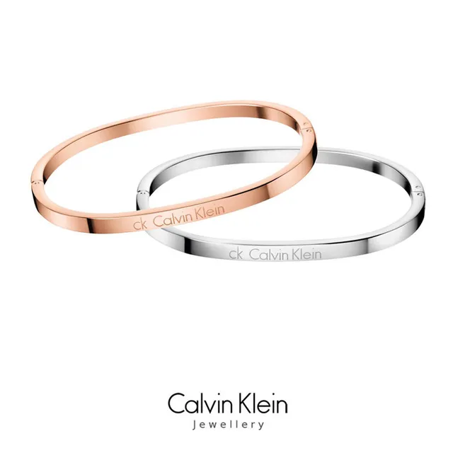 Calvin Klein Minimalist Engraved Silver-Tone Thin Bangle Bracelet