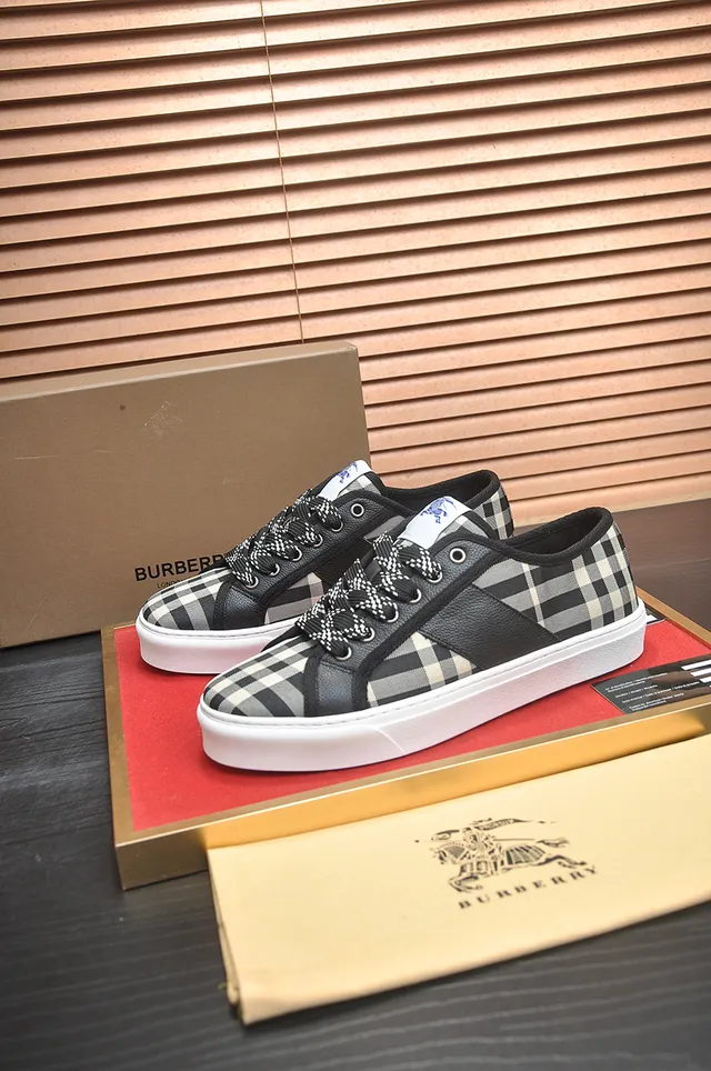 Burberry Plaid and Leather Low-Top Lifestyle Sneaker