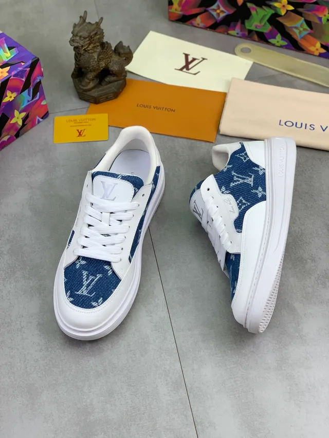 Louis Vuitton LV Trainer White Blue Platform Sole Denim Upper Lifestyle Sneakers