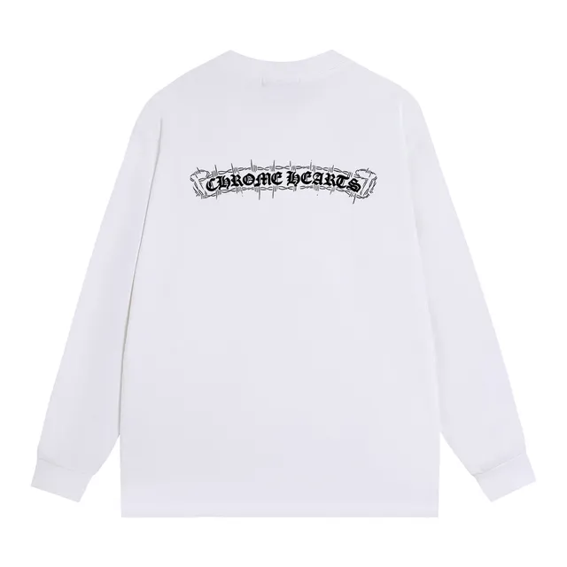 Chrome Hearts Back-Printed Gothic Logo White Long-Sleeve T-Shirt