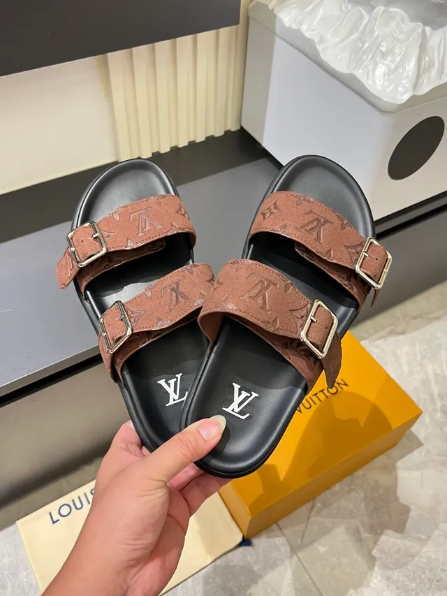 Louis Vuitton Slide Monogram Double-Strap Casual Sandals
