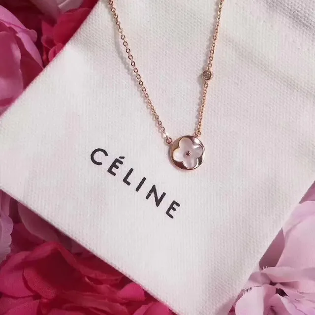 Céline Triomphe Floral Mother-of-Pearl Pendant Necklace