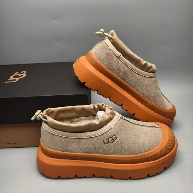 UGG Tasman Beige and Orange Platform Slip-On Sneakers