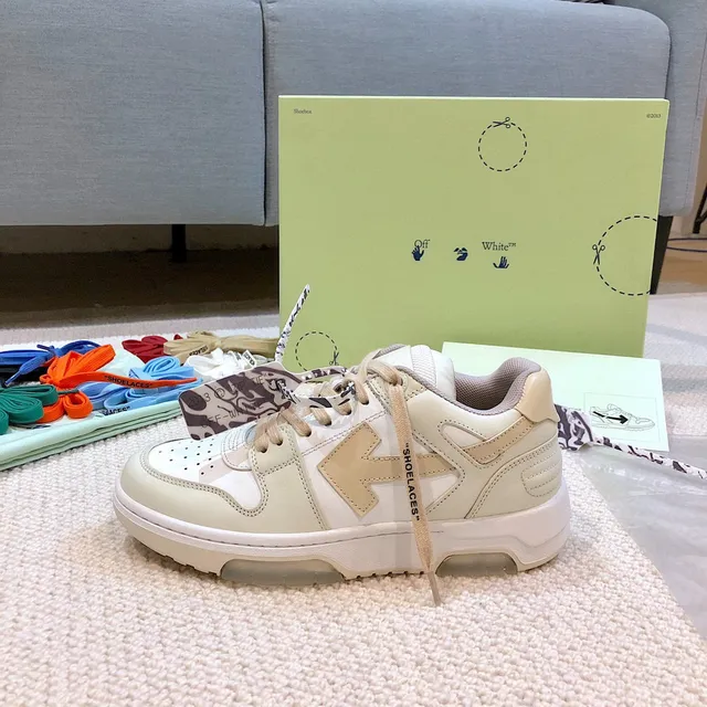 Off-White Beige Deconstructed Layered Panel Lifestyle Sneakers
