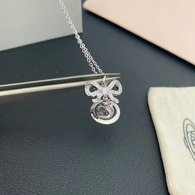 Vivienne Westwood Orb Bow Silver Gold Pendant Motif Necklace
