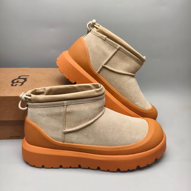 UGG Tasman Beige Orange Slip-On Suede Upper Snow Boots