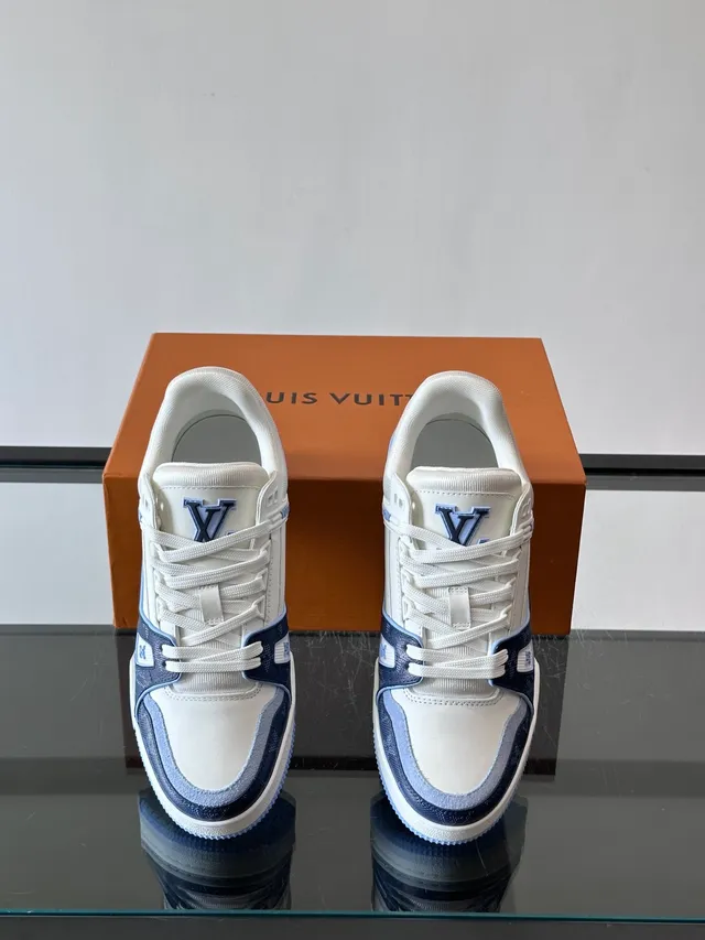 Louis Vuitton White Navy Layered Monogrammed Upper Visible Air-Cushioning Unit Lifestyle Sneakers