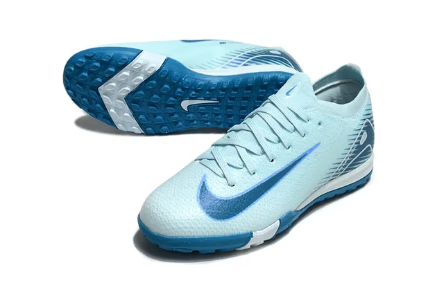 Nike Blue White Knit Upper Low-Cut Silhouette Indoor Soccer Shoes