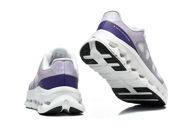 On Black White Engineered Mesh Upper Open Hexagonal CloudTec Pods Running Shoes