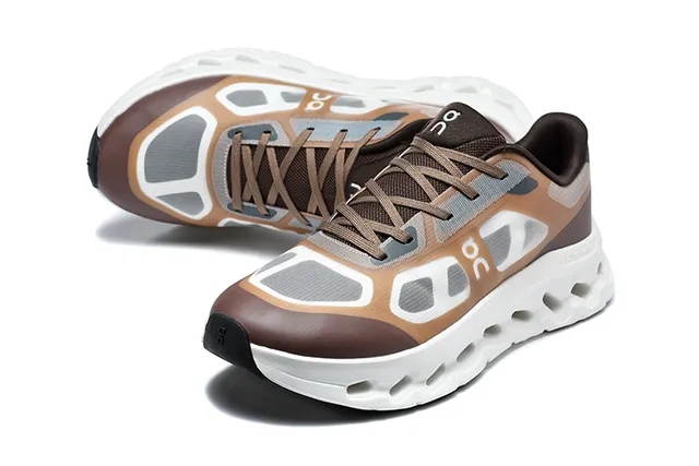 On Black White Engineered Mesh Upper Open Hexagonal CloudTec Pods Running Shoes