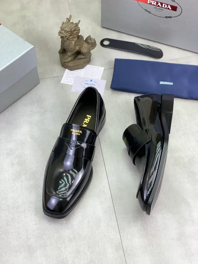 Prada Penny Loafer Glossy Black Patent Leather Loafers