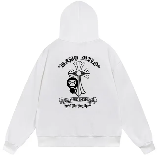 A Bathing Ape x Chrome Hearts Baby Milo Oversized Black Hoodie