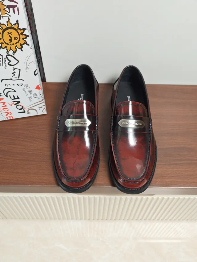 Dolce & Gabbana Burgundy Patent Penny Loafer