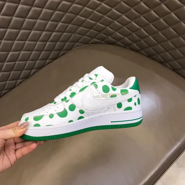 Nike Air Force 1 White Green Polka-Dot Lifestyle Sneakers
