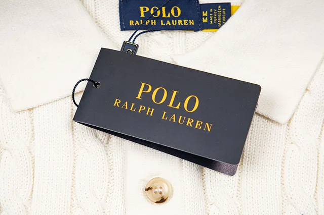 Polo Ralph Lauren Beige Navy Cable-Knit Sleeveless Polo Shirt