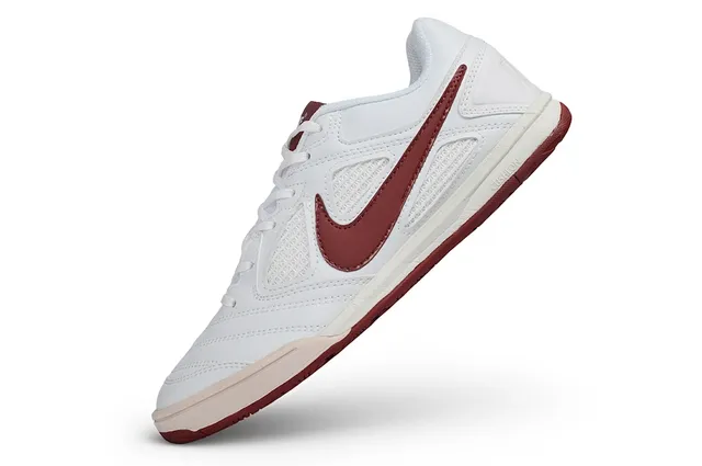 Nike Tiempo Indoor White and Burgundy Indoor Soccer Shoes