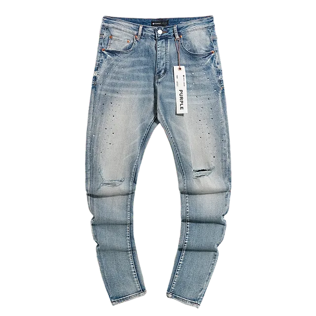 Purple Brand Distressed Light-Wash Slim-Fit Jeans