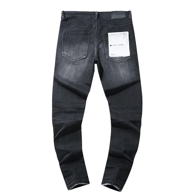 Purple Brand Distressed Slim-Fit Faded Black Jeans