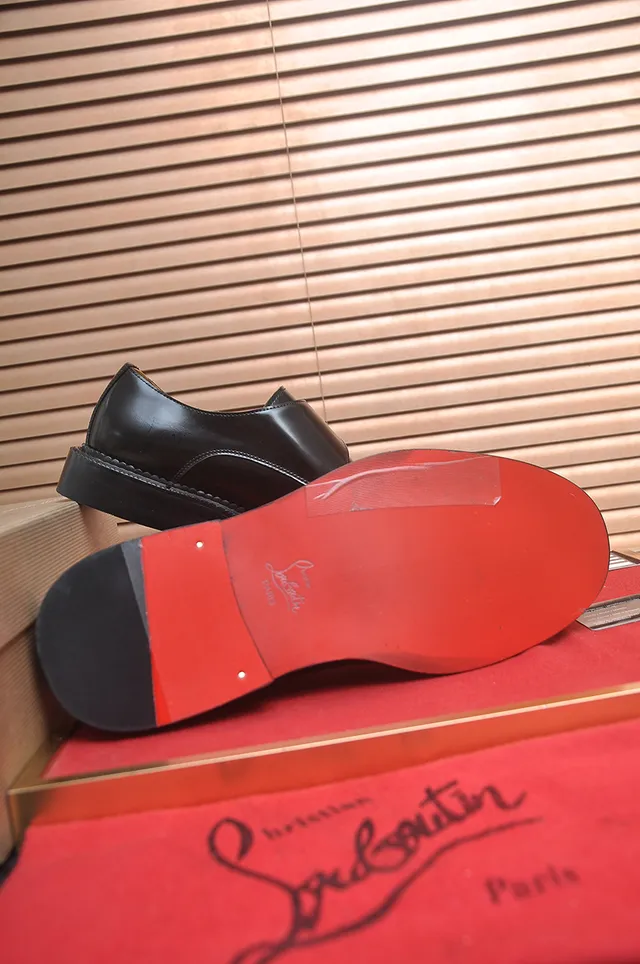 Christian Louboutin Black Red Single Strap Buckle Closure Monk Shoes