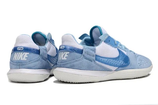 Nike Gato Blue White Low-Top Suede-Mesh Hybrid Upper Indoor Soccer Shoes