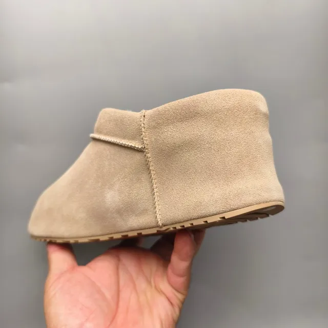 UGG Beige White Suede Upper Shearling-Lined Snow Boots
