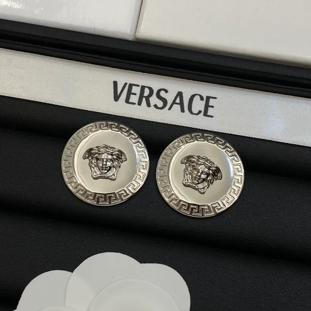 Versace Medusa Brooch Gold Silver Circular Medallion Head Motif Brooch