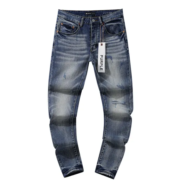 Purple Brand Distressed Slim-Tapered Blue Jeans