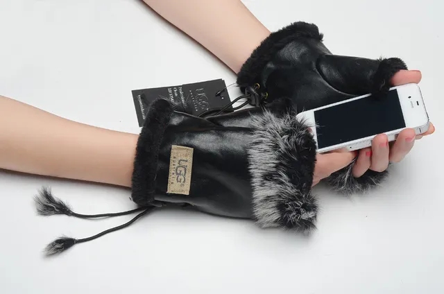 UGG Fur-Trimmed Leather Pouch Bucket Bag