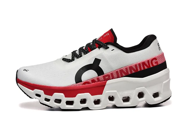 On Cloudmonster White Red Black Running Shoes