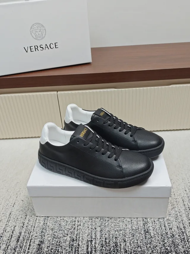 Versace Odissea Black and White Leather Lifestyle Sneakers