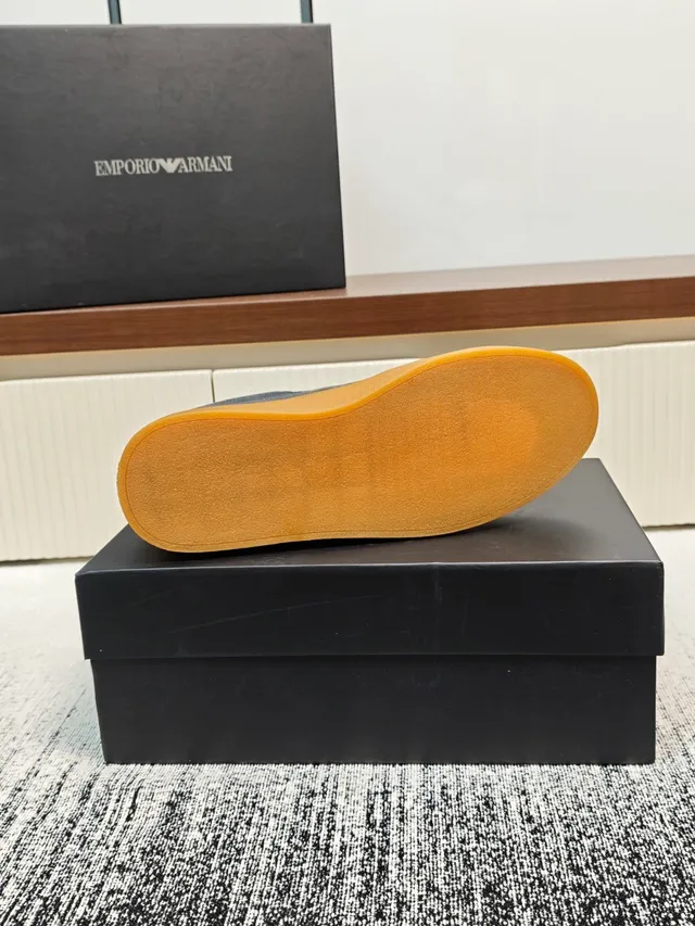 Emporio Armani Brown Suede White Logo Gum Sole Lifestyle Sneaker