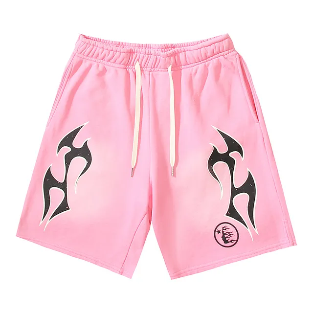 Tribal Flame Graphic Drawstring Shorts