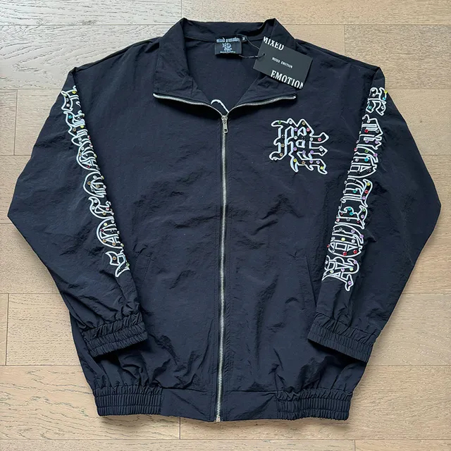 Mixed Emotion Black Embroidered Tracksuit