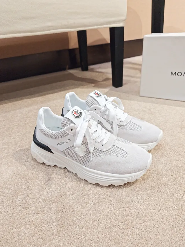 Moncler Lifestyle Sneaker White and Gray Mixed-Material Sneakers