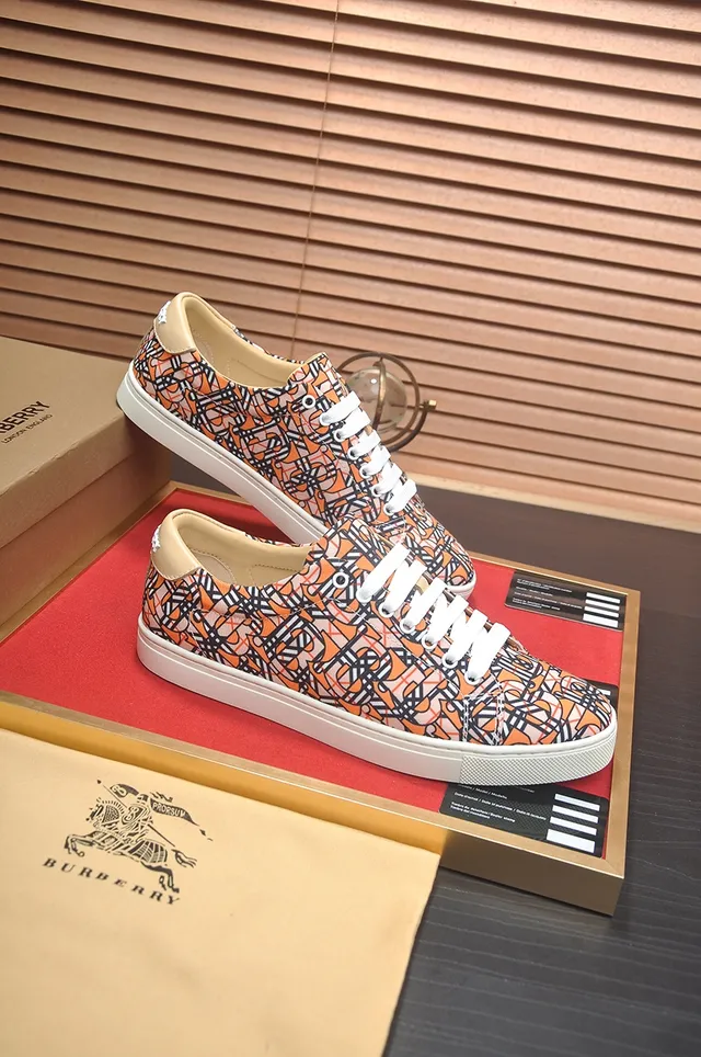 Burberry Monogram-Print Orange Black Cream Lifestyle Sneakers
