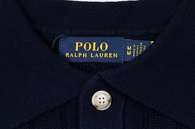 Polo Ralph Lauren Beige Navy Cable-Knit Sleeveless Polo Shirt