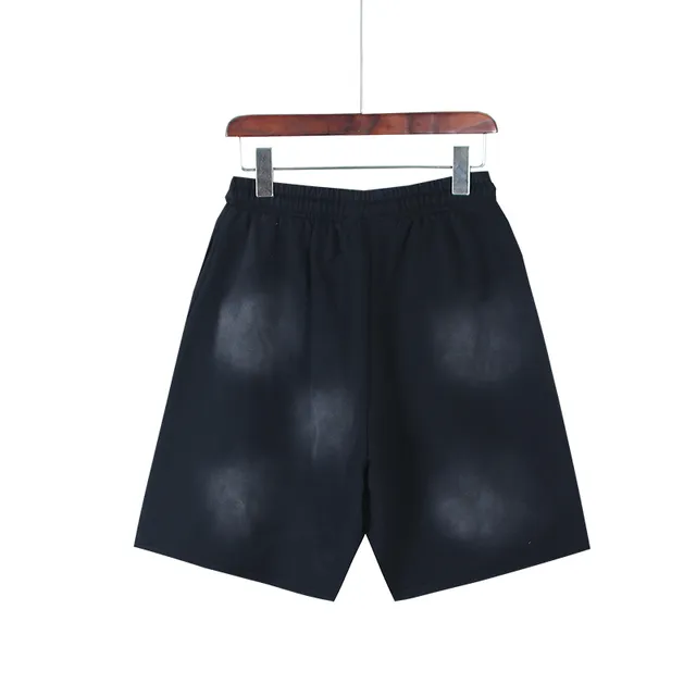 Black Gradient Flame Graphic Drawstring Waist Shorts