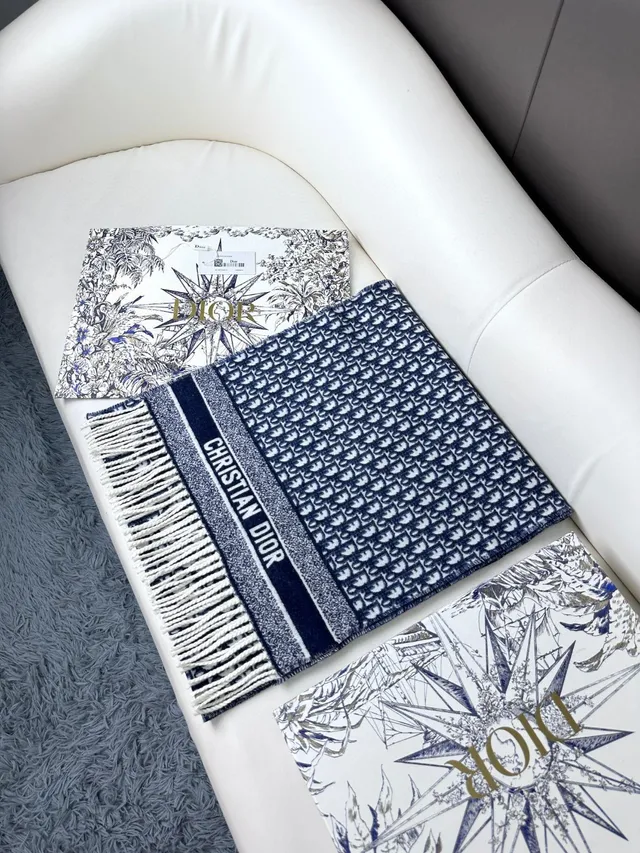 Dior Rey-KlaviK Noir Oblique Cashmere Scarf
