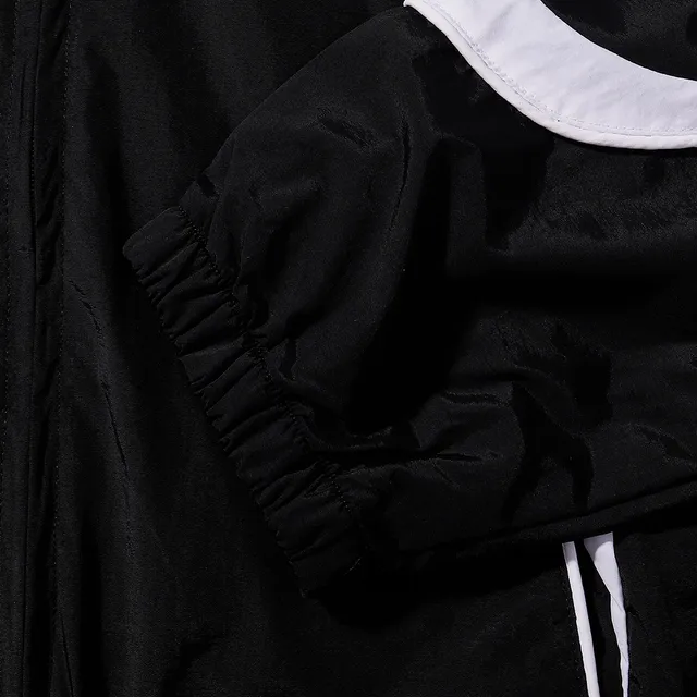 Supreme Black White Full-Zip Contrast-Panel Windbreaker