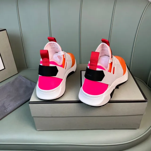 Tom Ford Orange Red Mesh Upper Sculpted White Midsole Lifestyle Sneakers