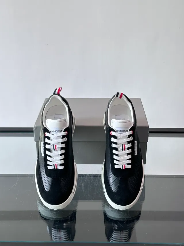 Thom Browne Black Perforated Air-Cushioned Sneaker