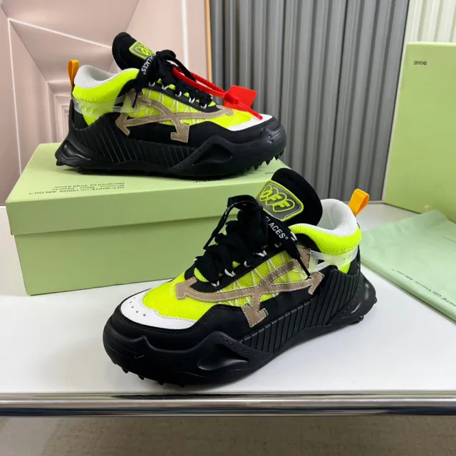 Off-White Industrial Runner Neon Yellow Black Chunky Sneakers