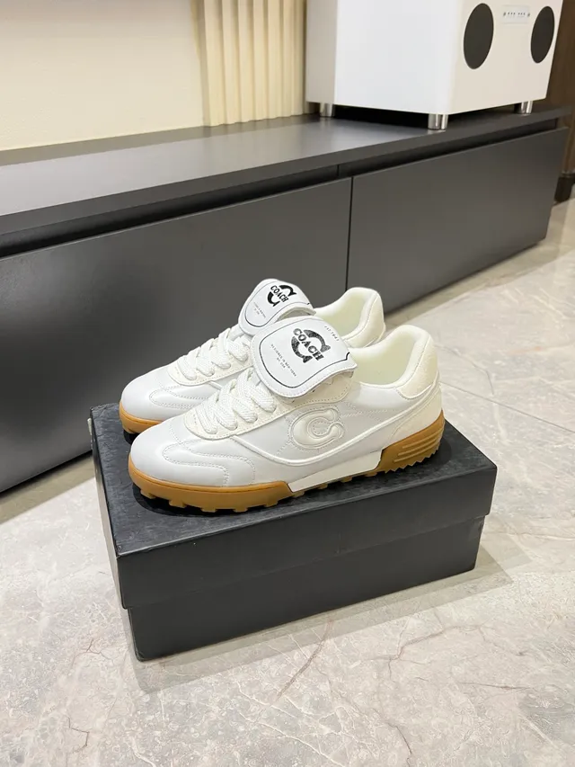 Coach C Logo White and Gum Lifestyle Sneakers