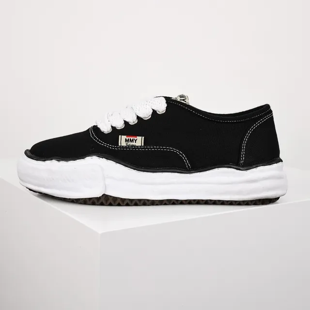 MMY Black White Canvas Upper Sculpted Midsole Sneakers