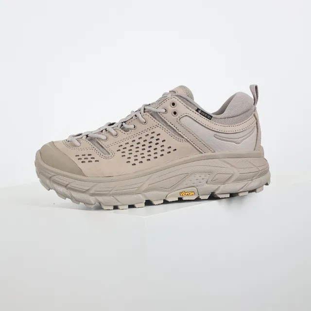 Hoka Beige Perforated Suede Upper Gusseted Tongue Running Shoes