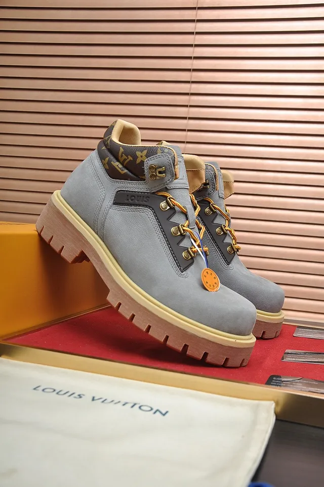 Louis Vuitton Trail Gray Suede and Monogram Work Boots