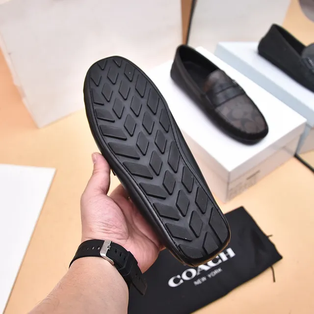 Coach Penny Loafer Black Brown Signature C Monogram Canvas Loafer