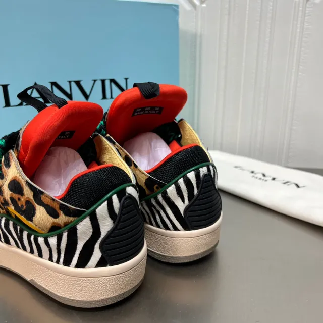 Lanvin Animal Print Zigzag Strap Platform Lifestyle Sneaker